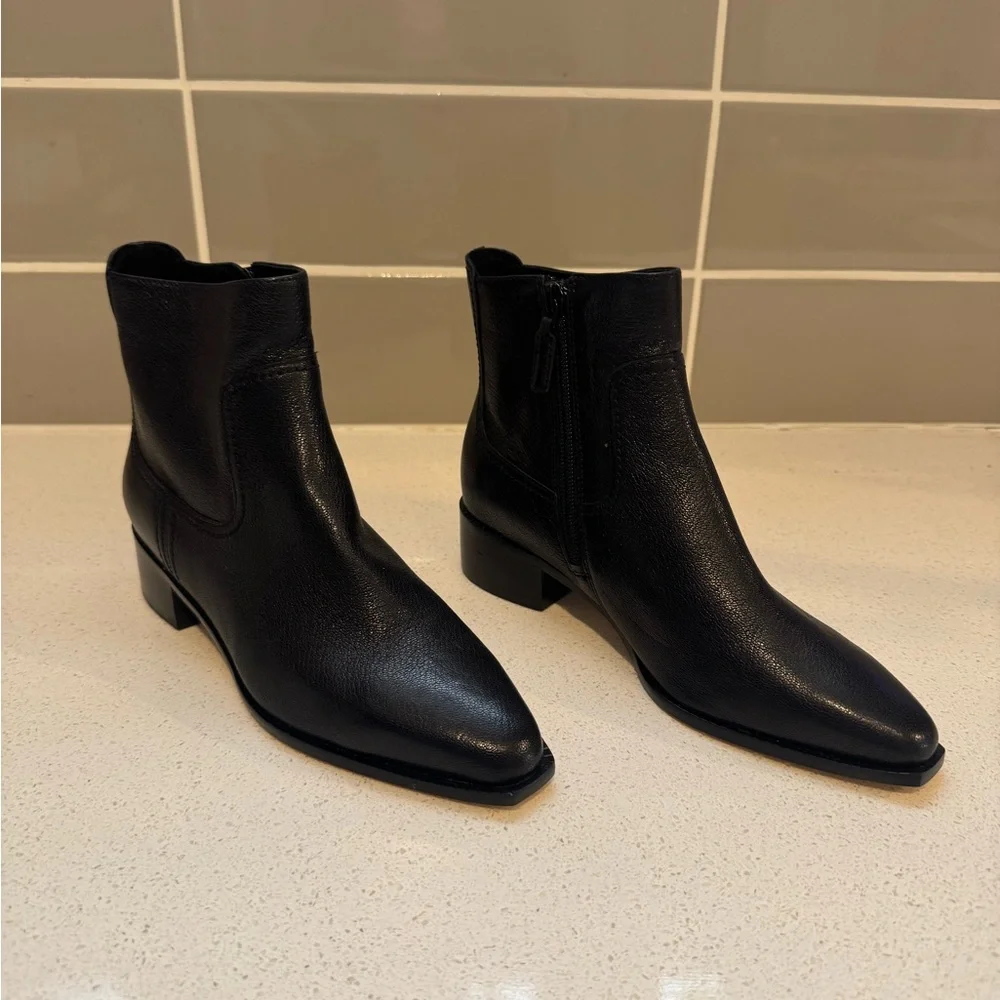 NEW Cole Haan Black Leather Ankle Booties – Women’s Classic Heeled Fashion Boots - Picture 3 of 8